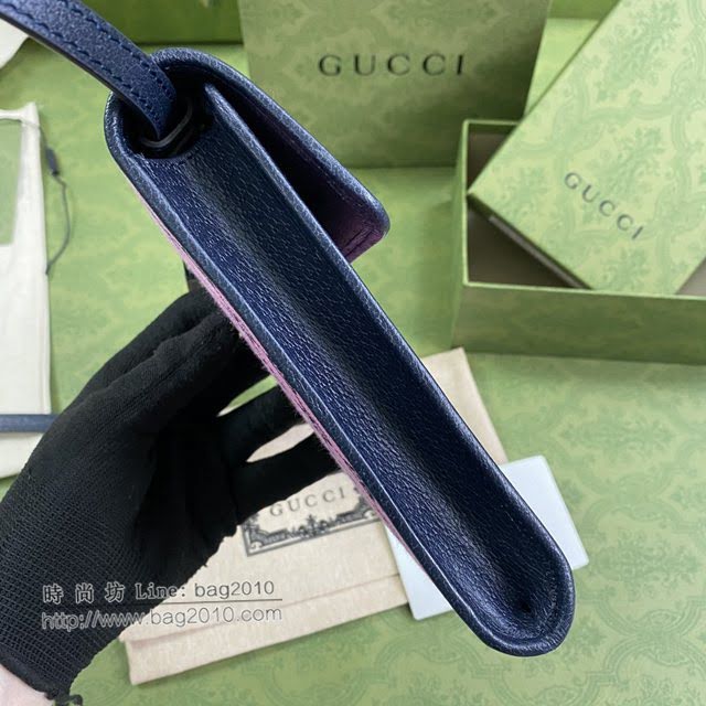 Gucci专柜新款女包, 古驰GG Marmont印花布磁扣手机包 Gucci单肩斜挎包 657582  gdj1715